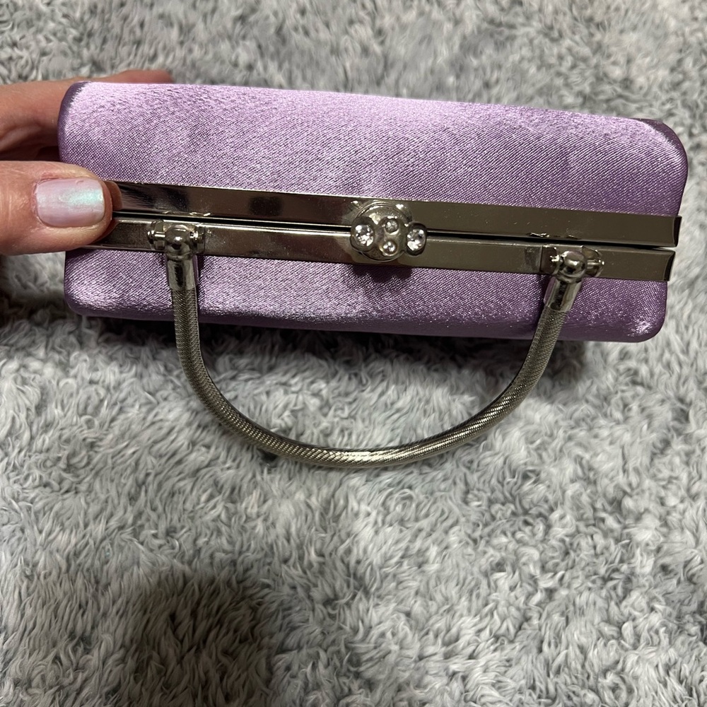 Source Unknown Lavender Clutch With Metallic Hand… - image 7